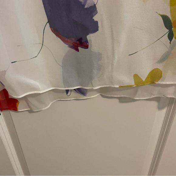 Vintage Anne Crimmins Silk Floral Print Dress with Scarf Cream Size 14 - 16 - Picture 15 of 17